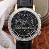 Najwyższej jakości 43mm Grand Powikłania Celestial Sky Moon Diamond Cal.240 Automatyczny Zegarek Mężczyzna 5102 Niebieski Dial Skórzany Pasek Gents Zegarki