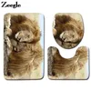 Bath Mats 3D Lion Printed Mat For Bathroom Floor Home Decoration Carpet Set Toilet Seat Cover Anti-Slip Foot Rug Set1