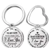 Personalized To My Son Stainless Steel Keychain Engraved To My Daughter Forever Love Mom Keyring Heart Key Chains Charm Love Pendant Aclqn