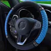 Universal 3738Cm Pu Leather Bling Car Steering Wheel Cover Rhinestone Steering Wheel Cover Case Car Interior Decor J220808