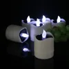 6 pz / set candele solari senza fiamma ricaricabile LED bianco luci da tè candele a batteria impermeabile candela da giardino esterno T200601