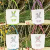 2021 Colores de Pascua Cesta de huevos Bolsas de conejito de Pascua Conejo Impreso Lienzo Bolsa de asas Huevo Caramelos Cestas Bolso de regalo T9I001054