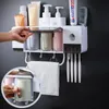 Automatic Wall Mount Toothbrush Holder with Cups Toothpaste Squeezer Dispenser Storage Rack Box Bathroom Accessories Set Y200407