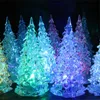 الشركات المصنعة الإبداعية ملونة LED مصغرة الكريستال محاكاة سطح المكتب مضيئة أشجار الأكريليك فلاش شجرة عيد الميلاد لعبة الهذيان