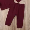 Nyfödda Baby Boys Girls Ruffles Decor Sweatshirt + Byxor Solid Långärmad Spädbarn Kids Fall Kläder 7 Färg