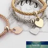 3 teile/satz Popcorn Kette Armbänder Rose Gold Silber Farbe Elastische Herz Liebe Medaillon Charme Anhänger CZ Kristall Armband für Frauen