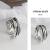 925 Sterling Silver Open Size Rings Vintage Silver CZ Zircon Multi Layer Ring For Women Handmade Finger Ring
