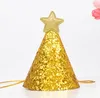 Golden Glitter Birthday Hat with Star Party Baby Shower Decor Headband Photo Props Children Party Decor Gold Party Hats SN5113