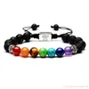 Yoga Strands Bracelet Handmade 7 Tree of Life Charm Bracelets Lava Stones Beads Rope Black Volcanic Stone