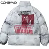 GONTHWID Creatieve Graffiti Inkt Tie Dye Print Parka's Streetwear Hip Hop Hipster Punk Rock Katoen Gevoerde Puffer Parka's Jas 201126