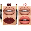 6 Sztuk / zestaw Wodoodporny Sweatproof Długotrwałe usta Lip Gloss Double Head Matte Lipstick Non-Stick Cup Dipstick Nonfading