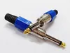 Audio-connectoren, 1/4 "6.35mm Mono Metalen Mannelijke Plug met Blauw / Zwart Plastic Eind Audio Connector / 10 Stks