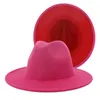 FS 2020 New Yellow Red Patchwork Wool Felge Jazz Fedora Hats Men Wide Brim Panama Cowboy Trilby Hat Party Elegant CAP6620198