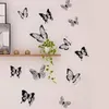 Wall Stickers 12/24 Black And White 3d Effect Crystal Butterflies Sticker Beautiful Butterfly For Kids Room Decals Home Decoration