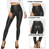 Lederen glanzende sexy leggings voor vrouwen Vadim zomer hoge taille zwart elasty faux broek mujer ropa