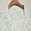 2021 봄 반 슬리브 노치 - 옷깃 녹색 꽃 프린트 리본 넥타이 중반 - 송아지 드레스 여성 패션 드레스 J23163238