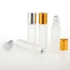 100 pièces/lot 5 ML voyage glaçage verre rouleau sur bouteille de parfum pour huiles essentielles vides contenants cosmétiques avec des perles en acier