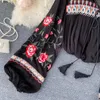 Spring Indie Folk Women Blouse Fashion Embroidery Flowers Lace-up Shirt Ladies Casual Loose Pullover Leisure Shirt Fashion 201202