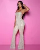 Hight Quality Herbst Neue sexy Spaghetti -Strape Backless Silvery Paillons Bodycon Bandage Jumpsuit Elegant Femal Night Club Party11166069