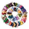 Fashion Women Hair Accessories Solid Color Plain Satin Scrunchie Multicolor Head Circle Rope