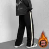 الشتاء سميكة رجل الصوف السراويل الرياضية الأزياء عارضة sweatpants الرجال الجانب التماس شريط مرونة الخصر الشارع الشهير السراويل مباشرة G0104