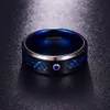 Luxus- 2020 Neue Ankunft Außenhandel Carbon Faser Blau Zirkon Männer Ringe 100% Wolframkarbid Anillos Para Hombres Black Dragon Y1891205