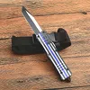 High Quality Blue Flag A161 Autao Tactical Knife 440C Two Tone Tanto Point Blade Zn-al alloy Handle EDC Knives With Nylon Bag