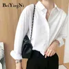 Beiyingni Vintage coton chemises femme plaine décontracté ample coréen à manches longues Blouse grande taille Harajuku Chic élégant hauts 220119