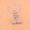 Mode porte-clés 8*8*23mm équipement de fitness haltère pendentifs bijoux à bricoler soi-même voiture porte-clés porte-anneau Souvenir pour cadeau