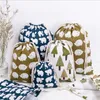 Printed cotton and linen drawstring pocket tidy up sundry storage bag travel pack bag portable dustproof storage bag