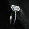 Tamaño 5-10 Elegante joyería de lujo brillante Real 925 Sterling Sillver Sillver Emerald Cut Blanco Topaz CZ Diamond Gemstones Mujeres de la boda de las mujeres