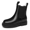 2021 Luxury Chelsea Boots Women Genuine Leather Boots Chunky Winter Shoes Platform Boots Slip On Thick Heel Brand Designer Y1209