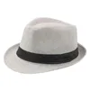 Chapeaux à large bord soleil pour femmes hommes Jazz chapeau respirant lin haut extérieur bouclés paille goutte Elob22