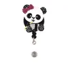 1pc / 5pcs / 10st Cute Retractable Rhinestone Enam Halloween Jul Tiger Panda Shape Badge Reel Holder för student