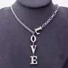 Titanium en acier plaqué 18 carats Lettre d'amour en or blanc Collier épais bijoux Convient pour Couple Colliers