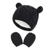 New Baby Kids Girls Boys Winter Warm Knit Hat Ear Solid Warm Cute Glove Lovely Beanie Cap 0-18M DB151