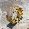 Hip Hop lodowe bling urok kubański pierścionek z poduszki męski Złoty Kolor Pierścień Cuubic Zirkonia For Men Kobiet Biżuteria Y0122340p