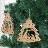 Ornement d'arbre de Noël Pendentifs en bois Vintage creux suspendus cadeaux décorations de fête de Noël bricolage artisanat 8 modèles YG831