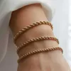 Vnox Charming Flash Bracciali a catena con corda intrecciata per donna Lady, gioielli da polso in acciaio inossidabile Lunghezza regolabile