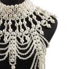 Retro advanced Pearls Crystal Body Jewelry Chain Sexyhandmade beaded Women Bridal wedding dress large necklace jewelry Accessor9321057