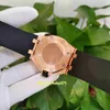 Relógios de alta qualidade 42mm 15703 15703st.oo.a002ca.01 Rose Gold Black Dial Natural borracha cinta mecânica mens automática assistir relógios de pulso dos homens