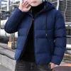 Parkas pour hommes mode hiver chaud version coréenne épais court vêtements décontractés à capuche coton rembourré veste manteau fermeture éclair hauts Ou Phin22