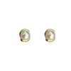 Natural Pearl Aure Ear Stud 18k Capa de Ouro Bronze Little Crystal Inset