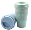 Silica Gel Koffiekopje Tarwe Stro Fiber Mok met Deksel Plastic Auto Tumblers Draagbare Auto Siliconen Koffiekoppen Waterfles DB439