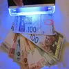 100 stks / partij 2 in 1 UV Zwart Licht Ultraviolet Desinfectie Lamp Handheld Torch Draagbare Fake Geld ID Detector Lamp Lichten Tools Tool