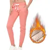 2021 Winter Women Gym Sweatpants Workout Calças de Velo Sólida Espessa Inverno Quente Feminino Calças Esporte Running Pantalones Mujer