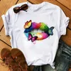 Zogankin Cool Streetwear Kvinna Svart Kvinnor T-shirt Rainbow Läpp och fjäril Skriv ut Harajuku Kvinnor Sommar bomull T-shirt Femme Toppar