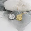 Real 925 стерлингового серебра нерегулярные поверхности круглые ожерелье женщины цепи шеи, золотые цветные ожерелья подвески серебро 925 ювелирные изделия Q0531