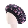 Kids Size Satin Bonnet Print Cute Patterns Lovely Hair Care Sleep Hat Children Loose Silky Beanie With Wild Elastic Band