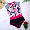 2020 1pc Swimsuit Women Swimwear Push Up Monokini Bodysuit Zip Rash Guard Swimsuit Female Sport Bathing Suit BeachWear XXL T200708